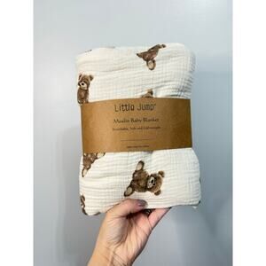 Little Jump Muslin Teddy Baby Blanket